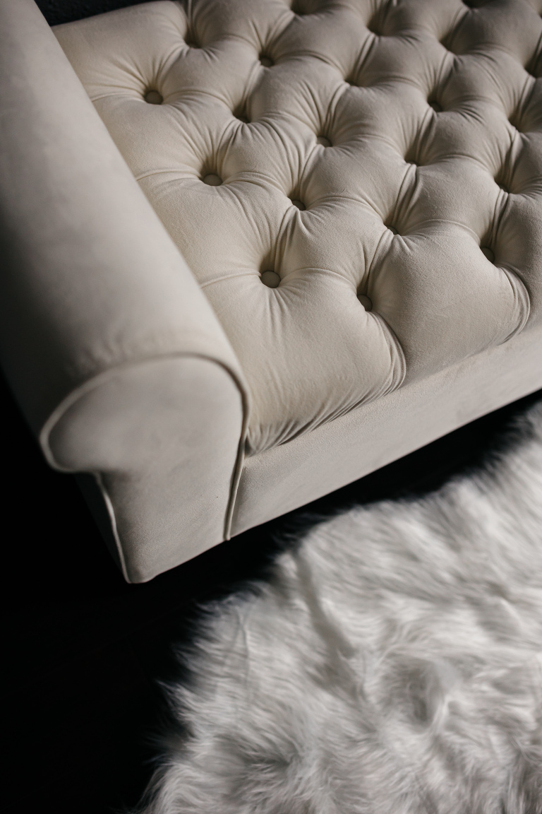White tufted couch
