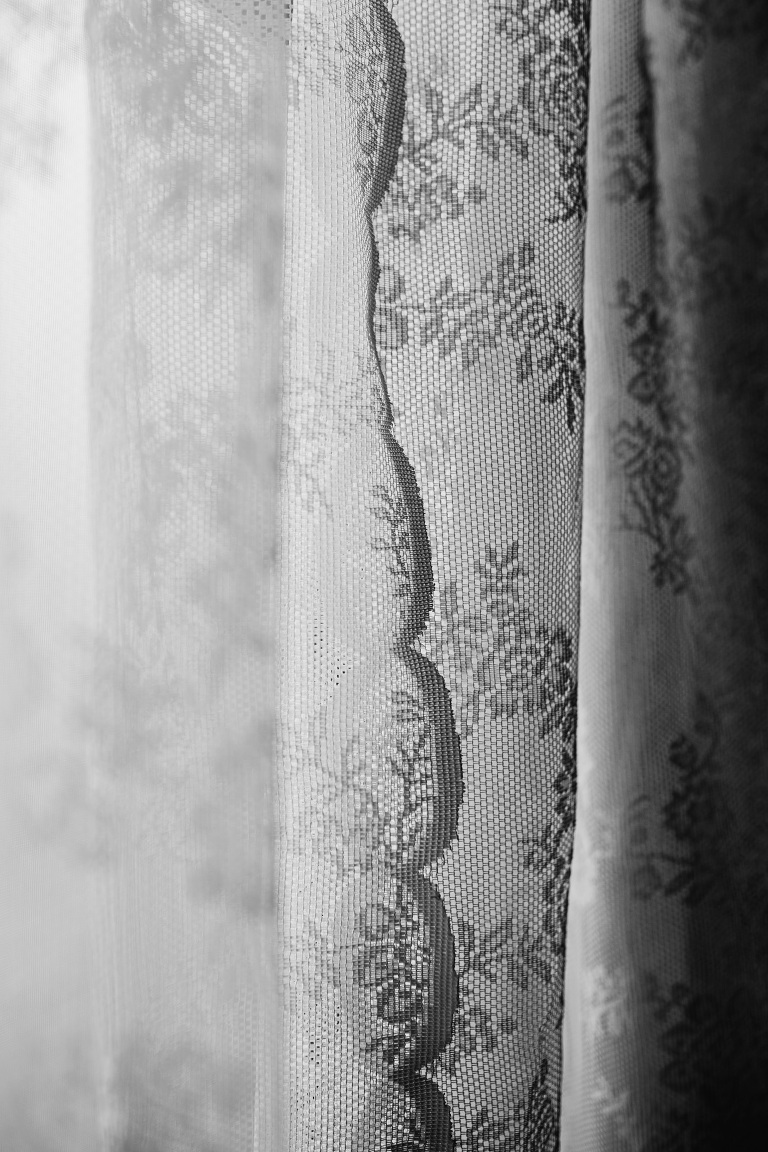 Black and white lace curtains