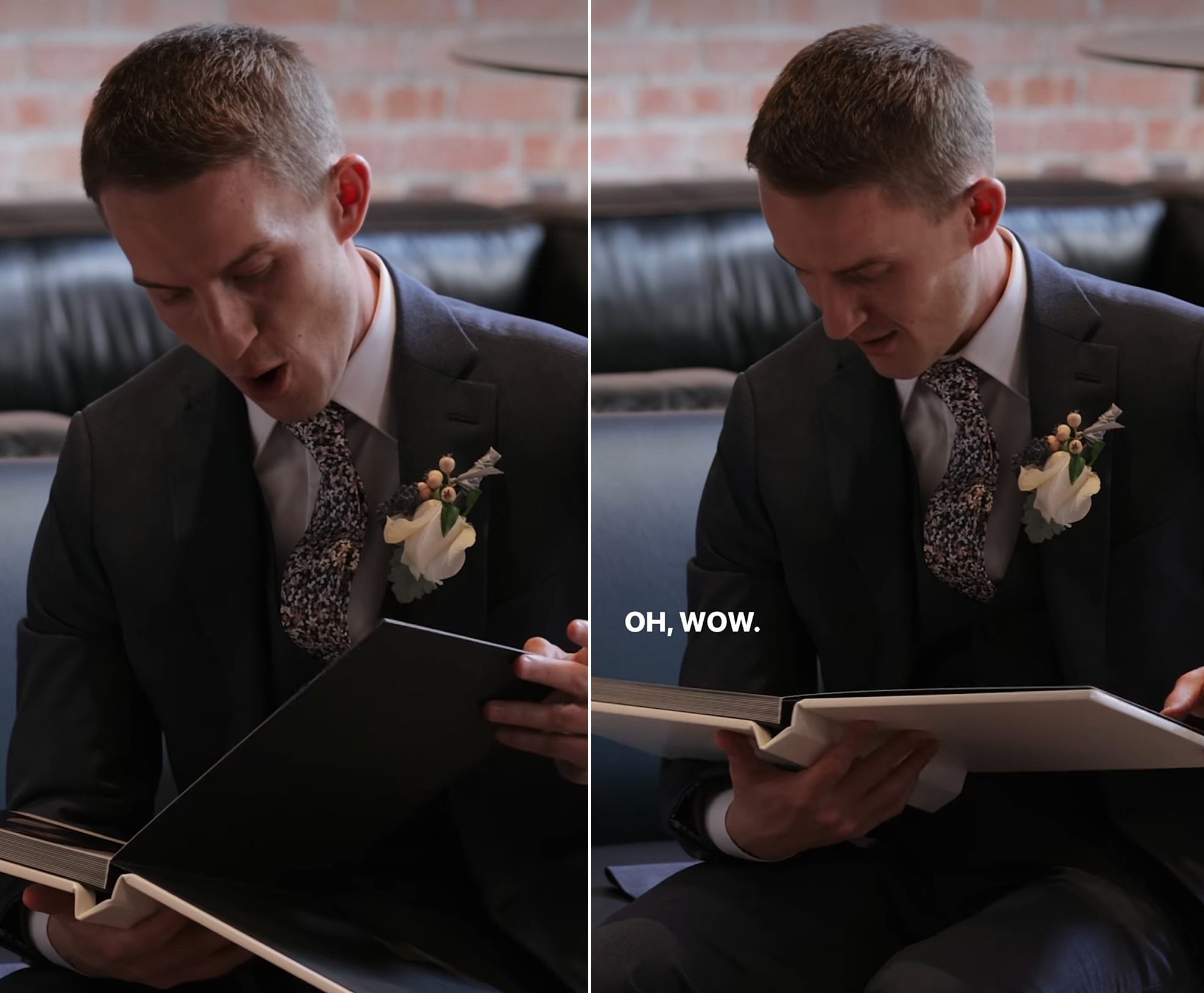 Boudoir wedding gift groom's reaction