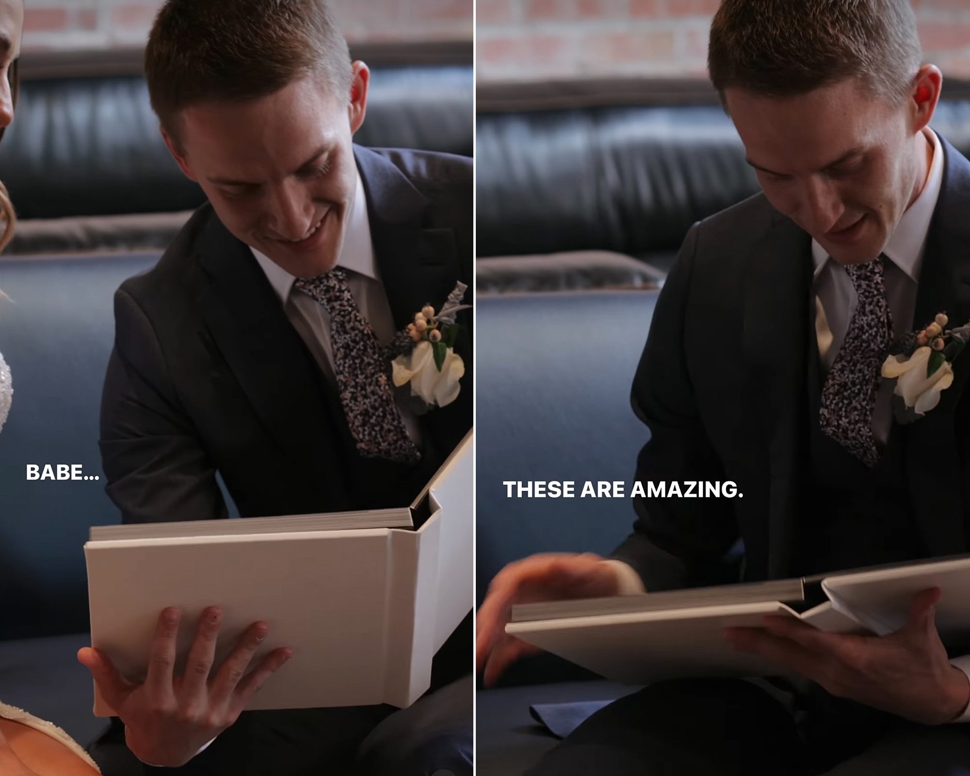 Boudoir wedding gift groom's reaction