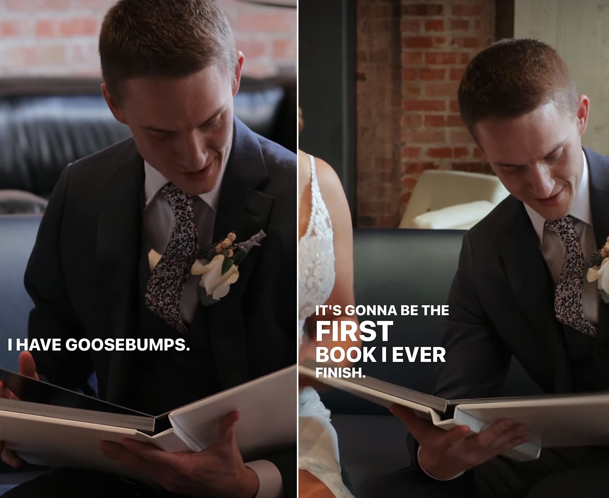 Boudoir wedding gift groom's reaction