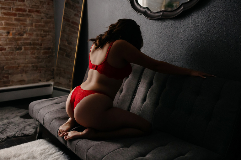 Denver boudoir client posing for boudoir shoot