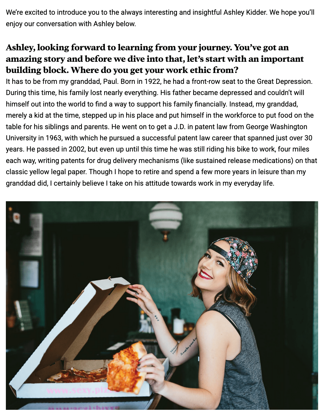 Screenshot of online article about Denver boudoir photographer Ashley Kidder