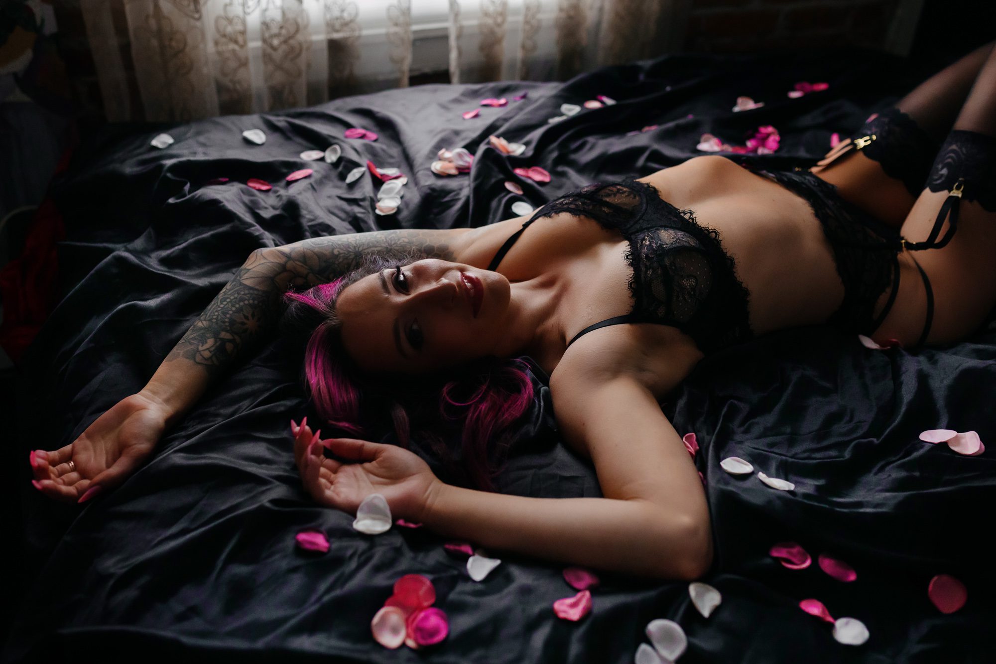 Denver boudoir client poses for Valentine's Day boudoir photos