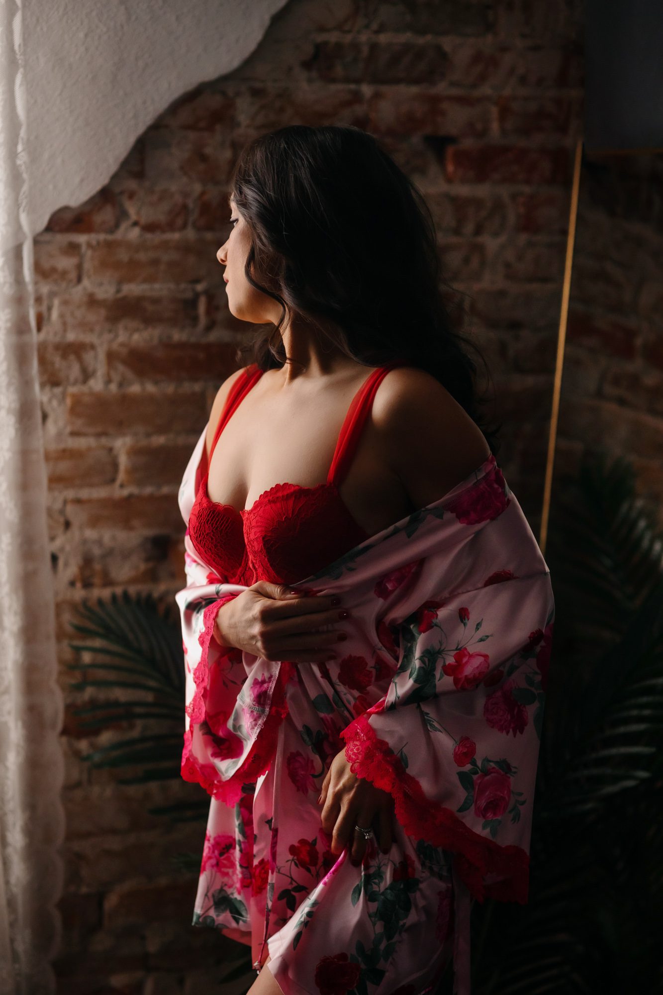 Denver boudoir photo shoot client posing for Valentine's Day boudoir session