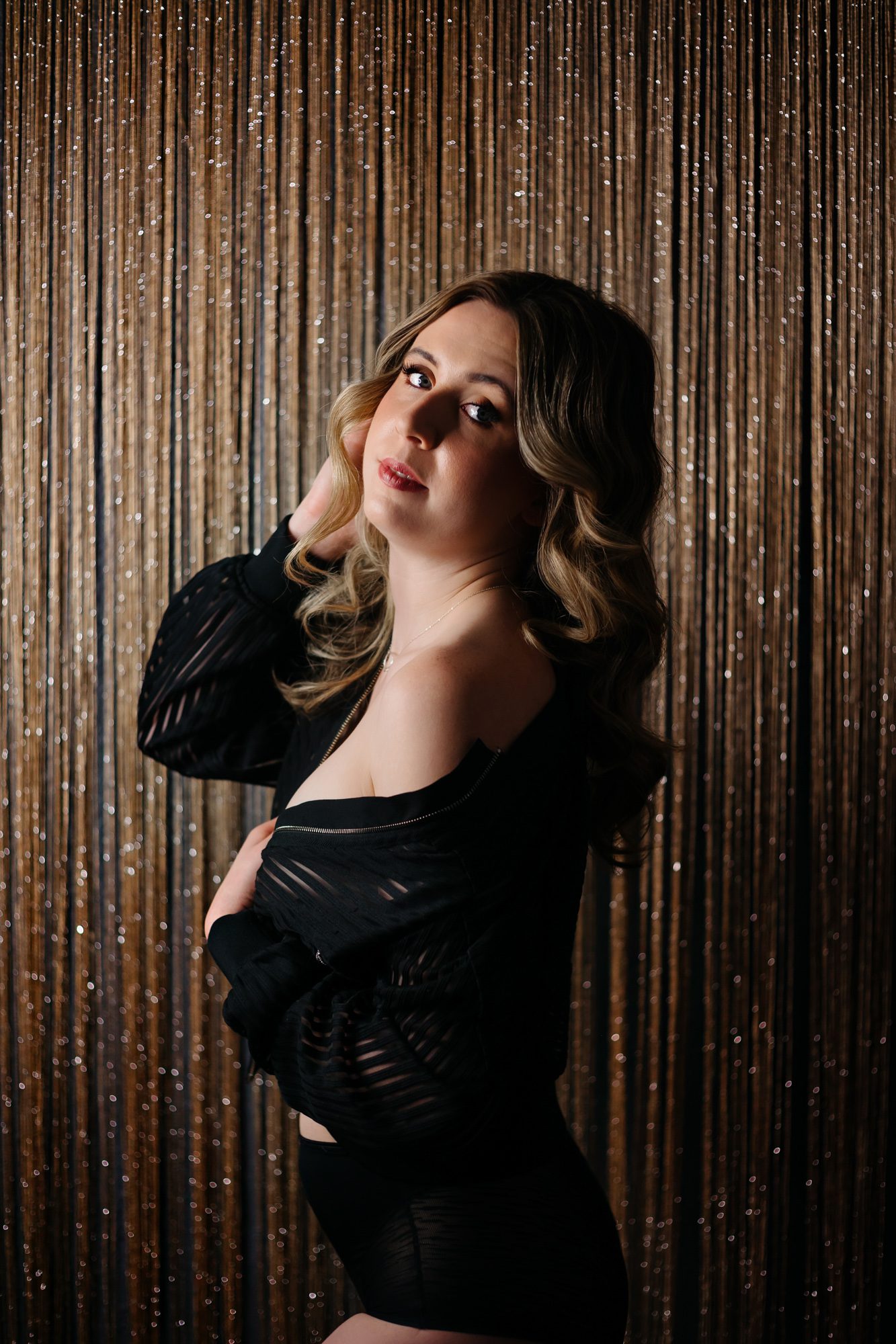 Real client posing for Denver boudoir session