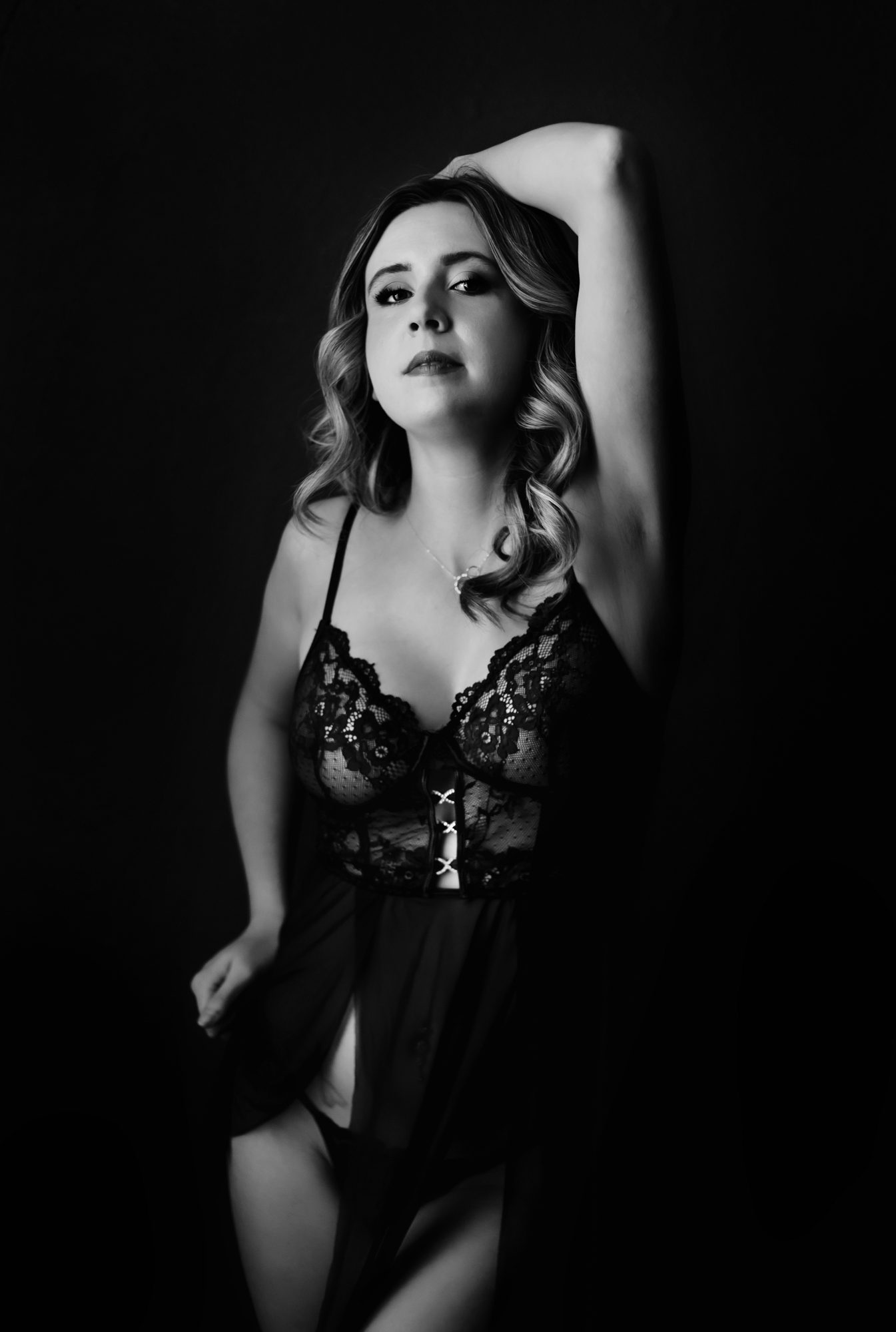 Real client posing for Denver boudoir session